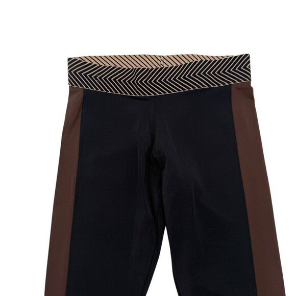 Olympia Zeus Biker Short Cropped Leggings Size Small Black Brown - Picture 3 of 9